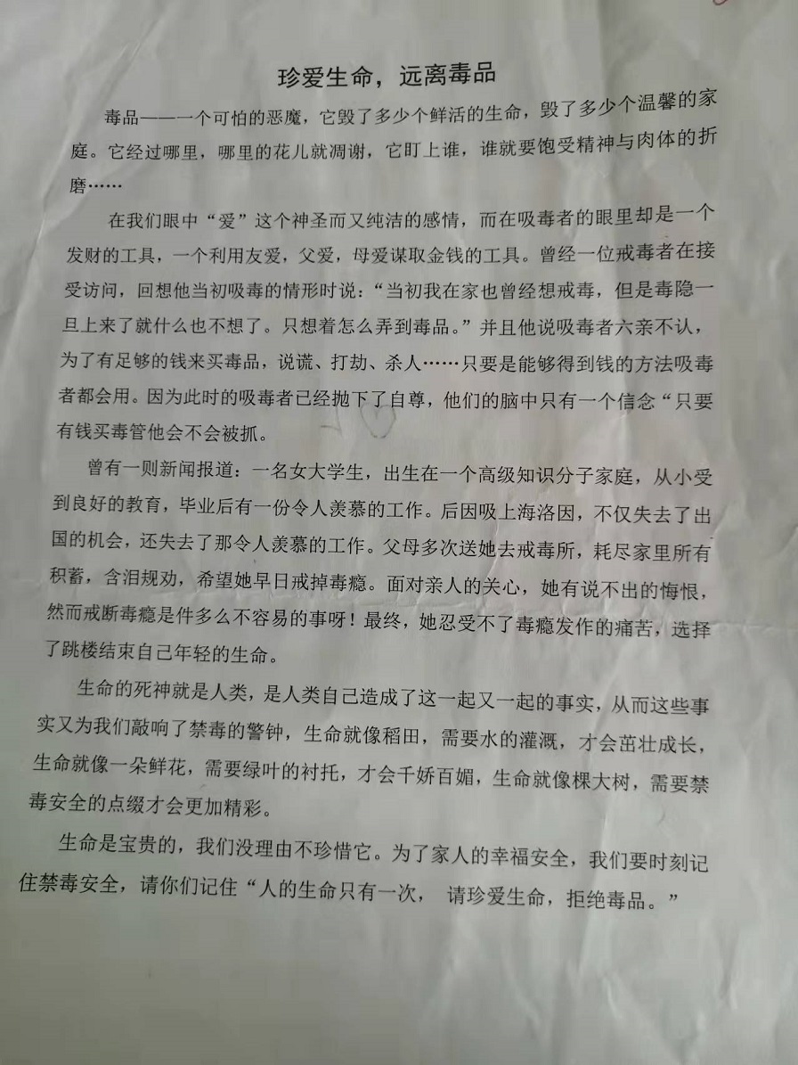 久久小说
实验小学禁毒征文比赛