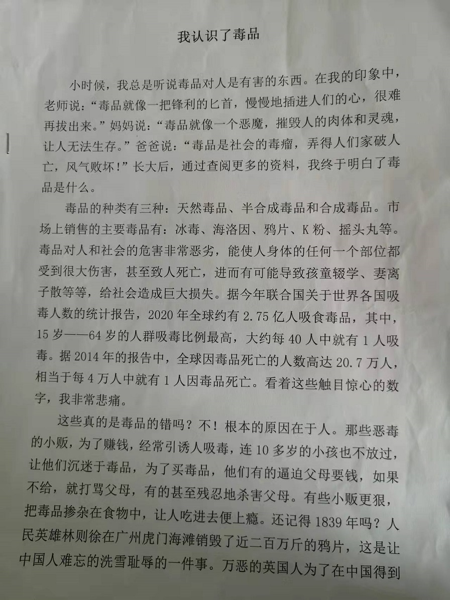 久久小说
实验小学禁毒征文比赛